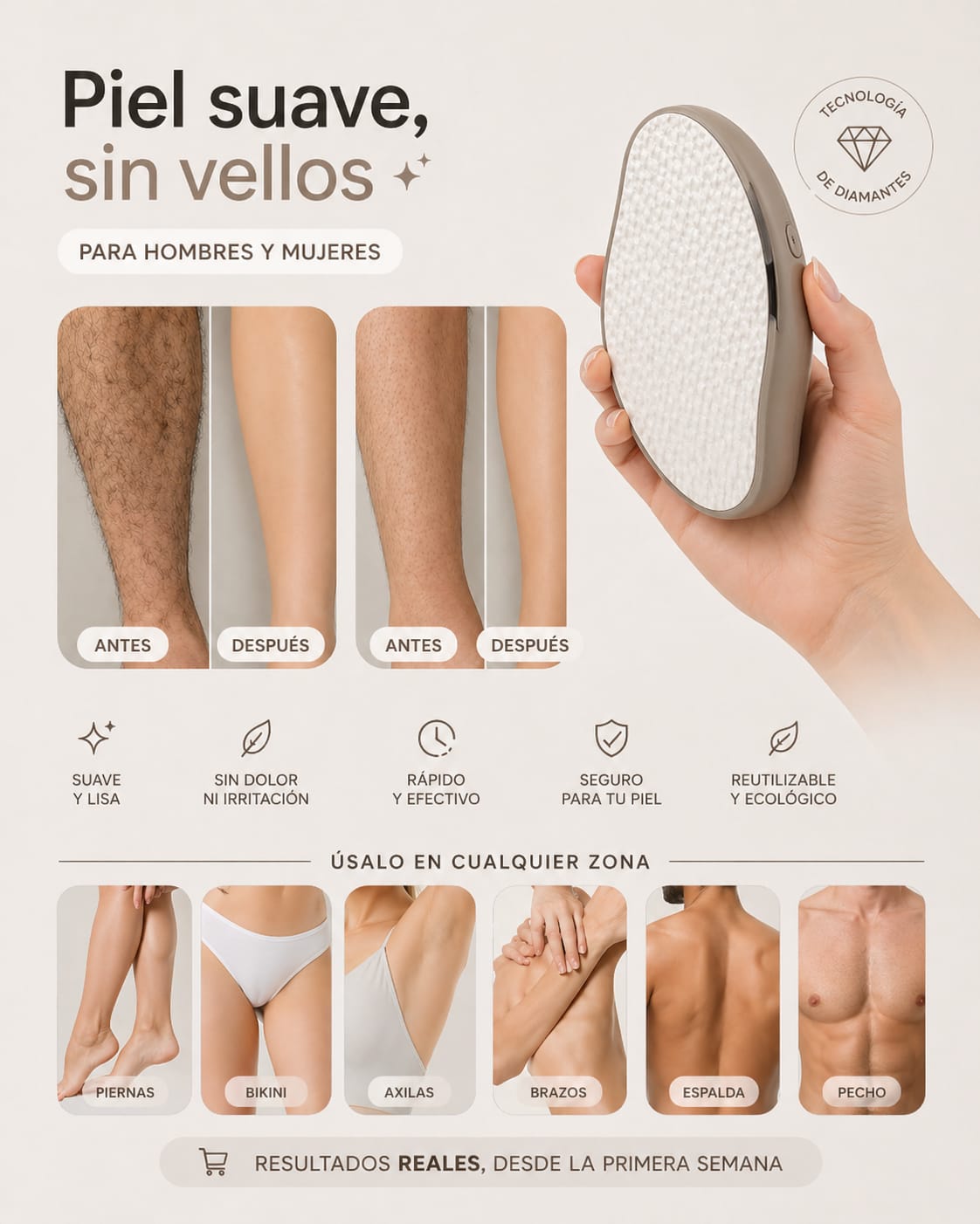 DEPILADORA CRISTAL NANO SIN DOLOR